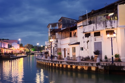 Melaka Zentrum bei Nacht